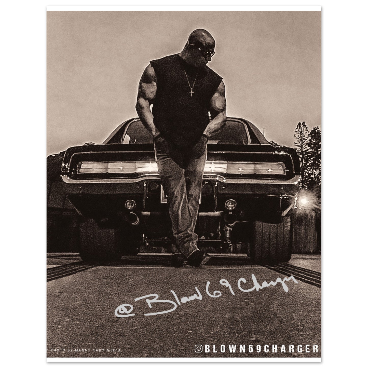 Blown 69 Charger Sepia Premium Semi-Glossy Paper Poster (Man and His Car)