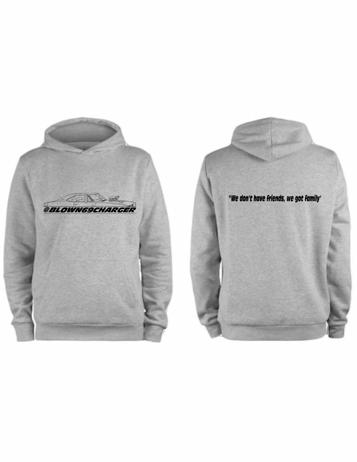 Blown 69 Charger Sketch Unisex Hoodie (Grey)