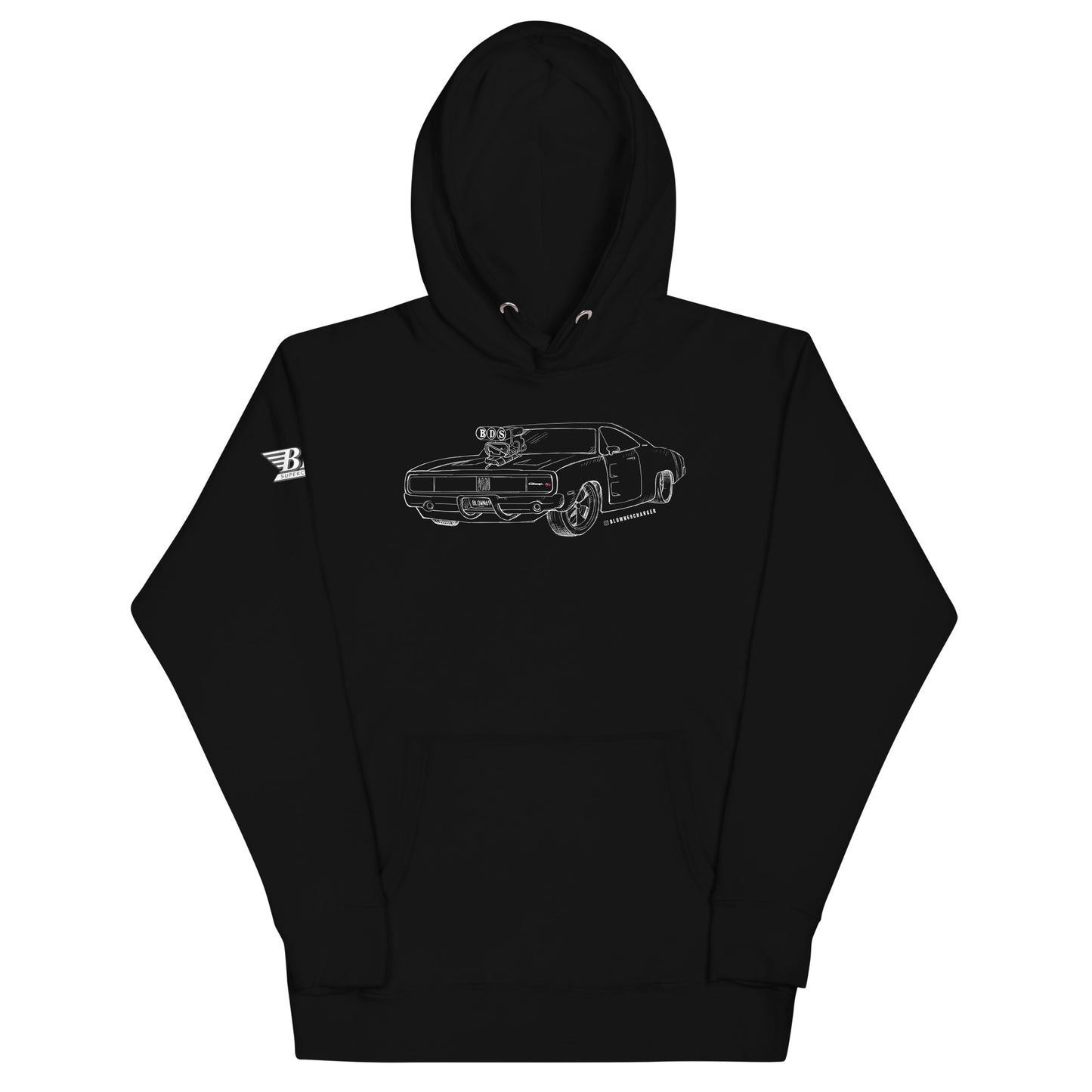 Blown 69 Charger Sketch Unisex Hoodie (Black)