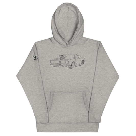 Blown 69 Charger Sketch Unisex Hoodie (Grey)